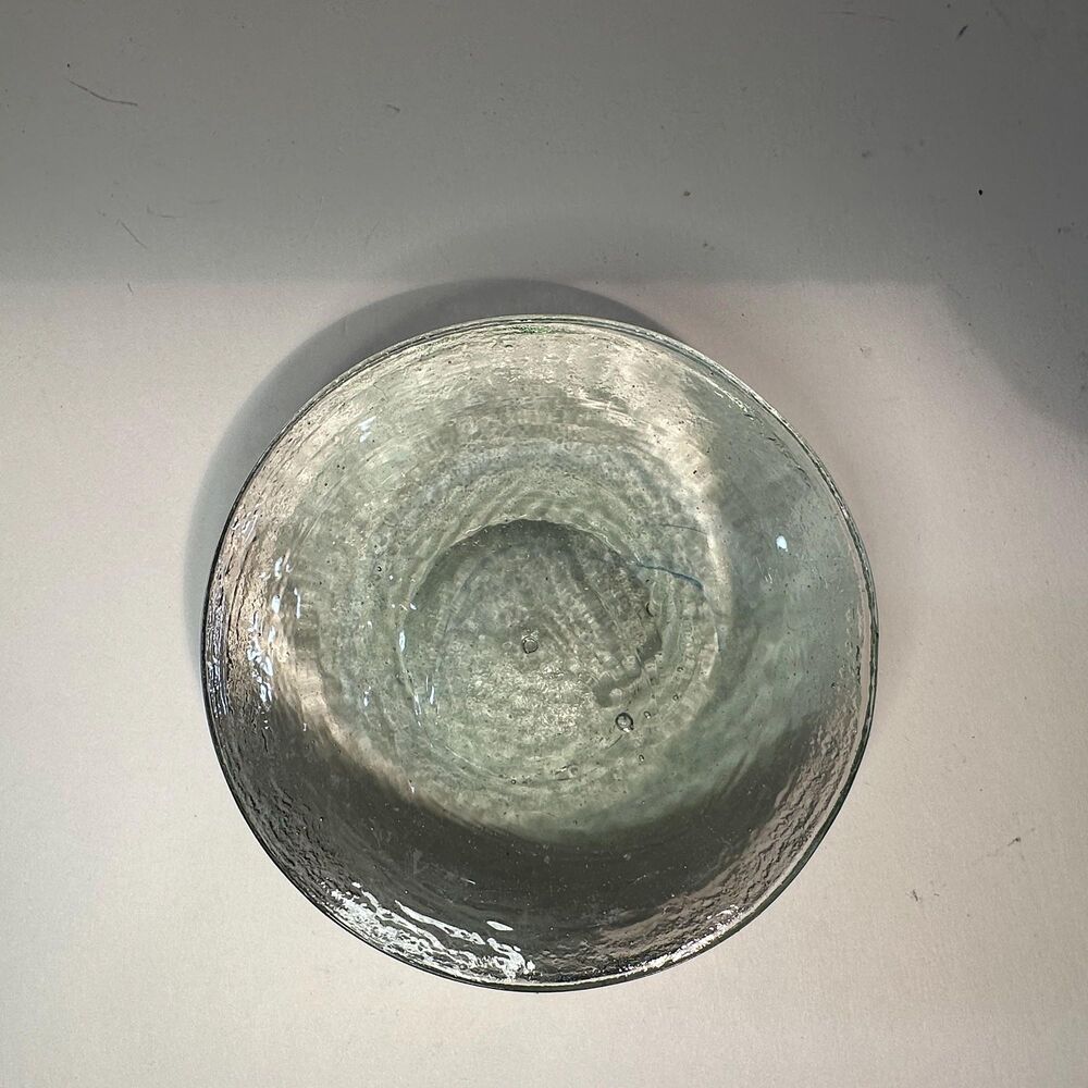 Vintage Clear Textured Glass Domed Disk Pillar Candle Holder (Fire and Ice?) - Picture 12 of 16